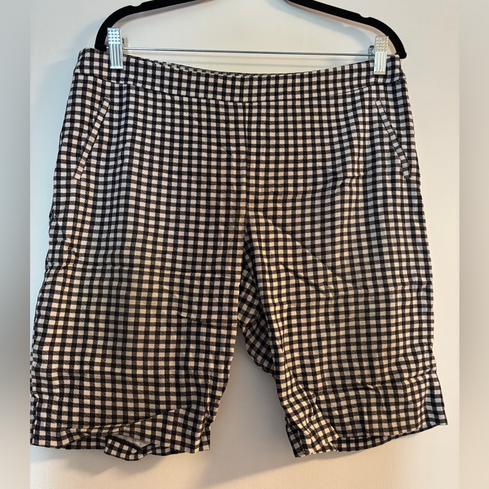 Soho Black and White Gingham Flat Front Shorts